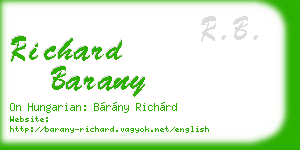 richard barany business card