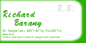 richard barany business card